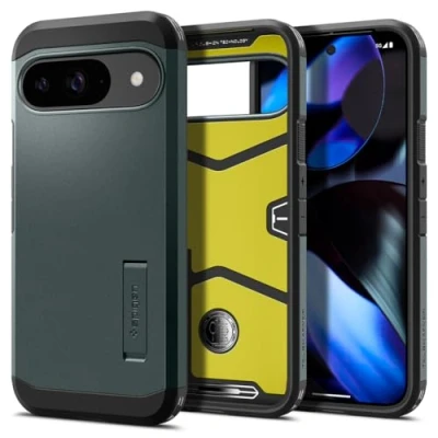Abbildung von Spigen Tough Armor Hülle für Google Pixel 9 Pro und [Made for Google] Abyss Green