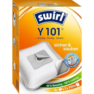 Abbildung von Swirl Y101 Ecopor Staubsaugerbeutel für AEG, Dirt Devil, Grundig Staubsauger, Anti Allergen Filter, 4 Stück inkl. Filter