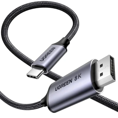 Abbildung von UGREEN USB C auf DisplayPort 1.4 Kabel Bidirektional 8K@60Hz 4K@240Hz Thunderbolt 4 Aluminium geflochten （2M）