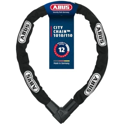 Abbildung von Abus Kettenschloss Citychain 1010/110 Fahrradschloss aus gehärtetem Stahl Sicherheitslevel 12 110 cm 12042 Schwarz, Schwarz (Black)