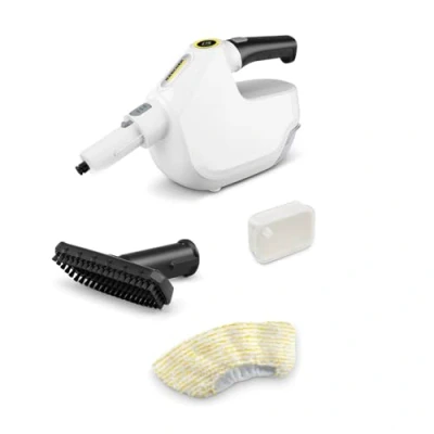 Abbildung von Kärcher Dampfreiniger SC 1 Multi, Aufheizzeit: 30 s, Heizleistung: 1.300 W, Flächenleistung: 30m², Tank: 200 ml, für eine komfortable und porentiefe Reinigung, Weiss