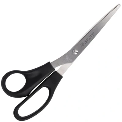 Abbildung von Westcott Schere 8&quot; (20,3 cm) Schwarz Linkshänder, Büroschere mit schwarzen Kunststoffgriffen, Extrascharfe Klinge, rostfreier Edelstahl, Papierschere, Haushaltsschere, Bastelschere, E 31182 00