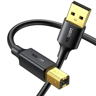 Abbildung von UGREEN Druckerkabel USB Scanner Kabel Typ B Anschlusskabel Drucker A auf Stecker Printer Cable kompatibel mit HP, Canon, Epson, Lexmark, Brother, Dell Vergoldete Kontakte (5m)