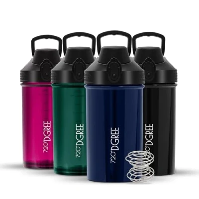 Abbildung von 720DGREE Fitness Shaker “uberShaker“ 550ml Premium Eiweißshaker Auslaufsicher, BPA Frei Schüttelbecher, Mixbecher für cremige Eiweiß Shakes, Gym, Workout, Nutrition Ohne Pulverfach