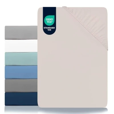 Abbildung von Dreamzie Spannbettlaken 180x200cm Mikrofaser Oeko TEX Zertifiziert 100% Polyester Spannbetttuch 180x200 Beige