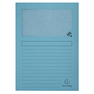 Abbildung von Exacompta 50106E Fenstermappen Packung, 100 Stück, mit Organisationsdruck aus Recycling Karton 120 g, forever, Din A4, hellblau