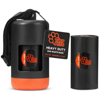 Abbildung von Tuff Pets Hundekotbeutelhalter Kotbeutelhalter aus Bambus 1 Rolle Kotbeutel (10 Beutel) inklusive Hundekotbeutel Spender Funktioniert mit jeder Kotbeutelrolle