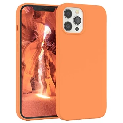 Abbildung von EAZY Case Silikon Hülle für iPhone 12 Pro Max weich stoßfeste Schutzhülle mit Kameraschutz Handyhülle Silikonhülle Dünn Premium Schutz TPU Cover Phone in Orange