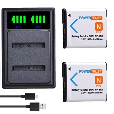 Abbildung von PowerTrust 2Pcs NP BN BN1 Akku und Ladegerät für Sony DSC W800 W830 QX100 TX30 QX10 TF1 TX20 TX66 TX200 WX150