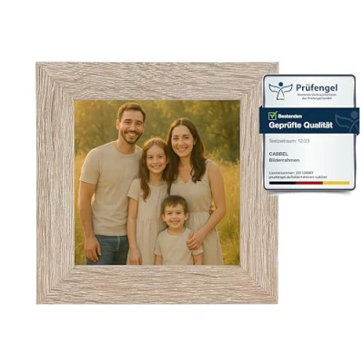 Abbildung von CABBEL Bilderrahmen 10x10 cm aus MDF Acrylglas bruchsicher Mokka 1er Pack Quadratischer Fotorahmen zum Aufstellen oder Aufhängen Modern &amp; stabil