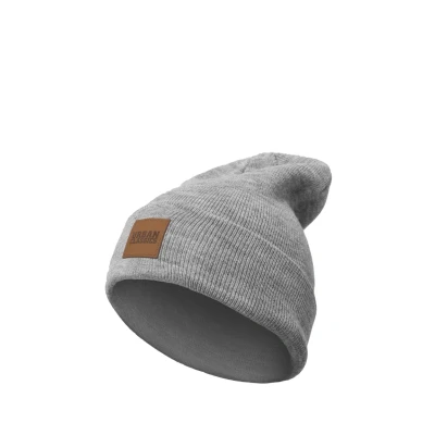 Abbildung von Urban Classics Leatherpatch LONG Mütze, Herren, Größe: One Size, Grey