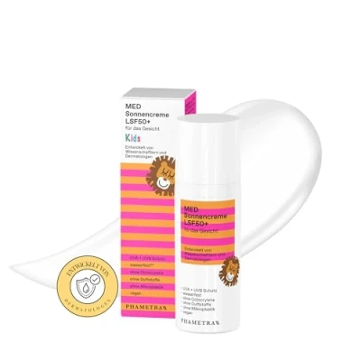 Abbildung von Phametra MED Sonnencreme LSF 50+ KIDS Sehr hoher Schutz bei allergischer und empflindlicher Haut ohne Octocrylene UVA + UVB wasserfest Duftstoffe vegan Mikroplastik 50ml