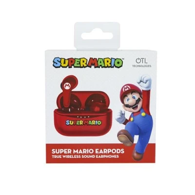 Abbildung von OTL Technologies Super Mario Kopfhörer, kabellos, Bluetooth V5.3, mit Ladebox, Rot