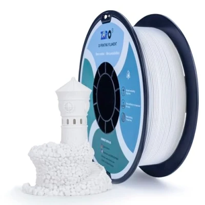 Abbildung von ZIRO Matte PLA Filament 1.75mm, 1kg 3D Drucker Filament, High Toughness PLA, Dimensional Accuracy +/ 0.03mm, Weiß