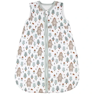Abbildung von TupTam Schlafsack Baby 2.5 TOG Atmungsaktiver Ganzjahresschlafsack für Kinder, OEKO TEX zertifiziert, Farbe: Bärchen im Wald Taupe Petrol, Größe: 56 62