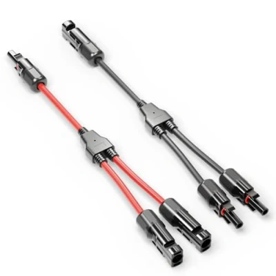 Abbildung von deleyCON Solar Y Kabel 2/1 Adapter 4mm² Stecker PV4 / T IP68 1500V (M/FF, F/MM) Für Solaranlage, Solarpanel, PV Anlage, Photovoltaik, (30cm)