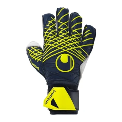 Abbildung von uhlsport Fußball Torwarthandschuhe Prediction Soft Flex Frame für Kinder und Erwachsene mit Fingerschutz, Marine/weiß/Fluo gelb, 9