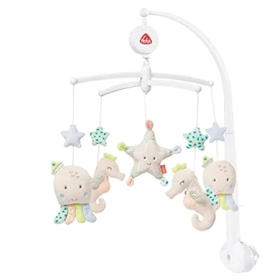 Abbildung von Fehn Musik Mobile Meereskinder Baby Einschlafhilfe Musikspielzeug Spieluhr Melodie &quot;Schlaf Kindlein Schlaf&quot; Musikmobile Babybett Zubehör Spielzeug für Babys und Neugeborene von 05 Monaten