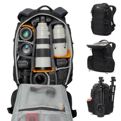 Abbildung von Lowepro ProTactic BP 450 AW III Kamerarucksack, 4 Zugriffspunkte, professionelle Kameratasche, DSLR/Drohnen/spiegellos, bis zu 16&quot; Laptop, Regenhaube, für Fotografen, Videografen, Volumen 28 l