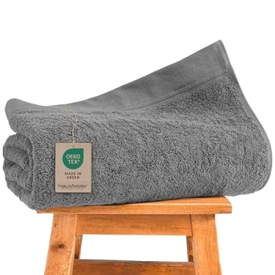 Abbildung von Hausfelder Saunahandtuch 80x 200 cm Premium 500g/m² Sauna Handtuch groß Damen und Herren Saunatuch, 100% Baumwolle, Ökotex Zertifiziert (80 x Grau)