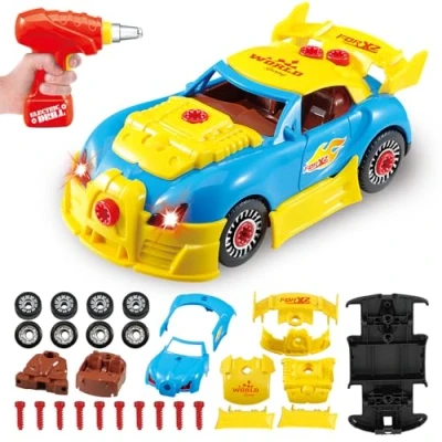 Abbildung von Pup Go Montage Auto Kinder Spielzeug, 30+4 Teiliges DIY Konstruktionsspielzeug mit Bohrmaschine Akkuschrauber Sound Beleuchtung, Spielzeug ab 3 4 5 6 Jahre Junge Kinderspielzeug