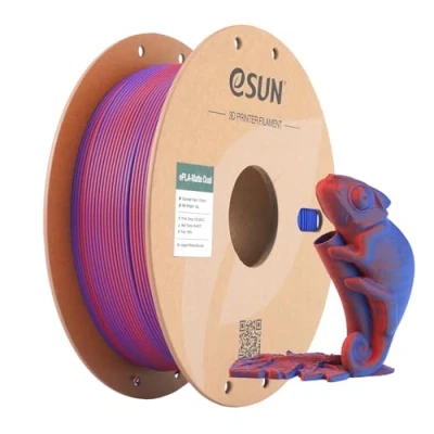 Abbildung von eSUN Matte Dual Colour Filament, PLA Filament 1.75mm, glanzfreie Farbe, gefrostete Textur, 1KG Spule (2.2 LBS) 3D Druck für Drucker, Rot Blau