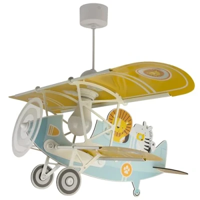 Abbildung von Dalber Lampe Kinderzimmer, kinderlampe Pendelleuchte Hängelampe, Deckenleuchte Kinder, Deckenlampe kinderzimmer Flugzeug puma Tiere, 54602, E27 15W LED