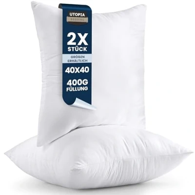 Abbildung von Utopia Bedding 2er Set Kissenfüllung 40 x cm, Innenkissen Füllkissen Kopfkissen Sofakissen (Weiß)