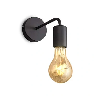 Abbildung von B.K.Licht Wandleuchte innen mit E27 Fassung, max. 10 Watt, Vintage, Wandlampe innen, Wandstrahler Wandlicht, Wandbeleuchtung, Schlafzimmer, Flurlampe, 15x10x20,2 cm, Schwarz