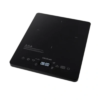 Abbildung von Cecotec Tragbarer Induktionsplatte Full Crystal Onyx. 2000 W, Einstellbare Leistung und Temperatur 60 ºC 260 4 voreingestellte Programme, Schwarz