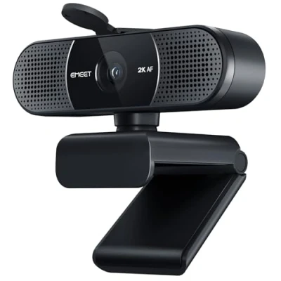 Abbildung von EMEET 2K Webcam C960 mit Dual Mikrofon, Objektivabdeckung, 76 Streaming Kamera Automatische Lichtkorrektur, TOF Autofokus, PC Ideal für Zoom, Skype, Win10, Mac OS