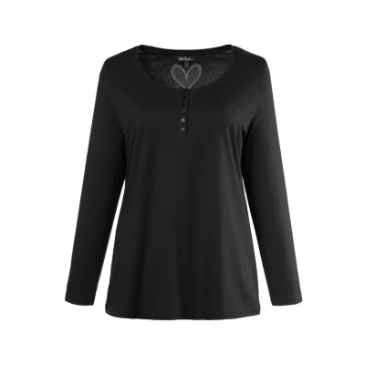 Abbildung von Ulla Popken Damen Basic Shirt Bluse, Schwarz, 46 48 EU
