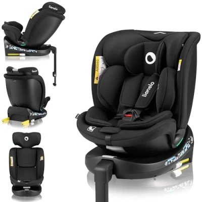 Abbildung von LIONELO NAVY i Size Drehbarer 360 Kindersitz, 40 150 cm, Gruppe 0+1 2 3, vorwärts und rückwärtsgerichtete Montage, ISOFIX Stützfuß, Verstellbare Kopfstütze Rückenlehne, Dri Seat Einsatz