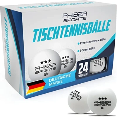 Abbildung von PHIBER SPORTS [24 Stück Tischtennisbälle 3 Stern 40+ Premium Perfekte Spieleigenschaften Ideal für Anfänger, Familien und Profis Nach Wettbewerbsrichtlinien
