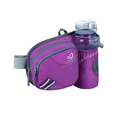 Abbildung von WATERFLY Gürteltasche Bauchtasche mit Flaschenhalter Damen und Herren, Atmungsaktiv Sport Hüfttasche für Laufen Radfahren Camping Klettern Reisen Wandern Joggen Hundetraining