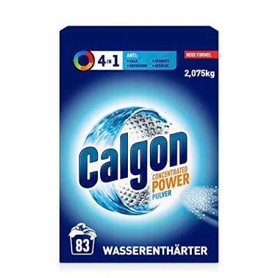 Abbildung von Calgon 4 in 1 Power Pulver Wasserenthärter gegen Kalkablagerungen, Schmutz und Korrosion der Waschmaschine Beugt unangenehmen Gerüchen vor x 2,075 kg