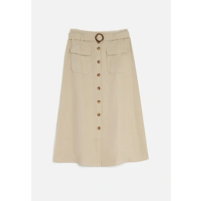 Abbildung von Caroll CAROLL; French BRAND; FASHION; ELEGANT; Modern ROCK Agnes 100 % Leinen Alinienrock, Damen, Größe: 42, Taupe