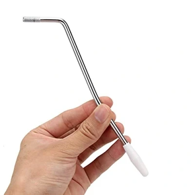 Abbildung von Alnicov 6 mm Gewinde Tremoloarm Whammy Bridge Bar Single Vibrato Rocker für E Gitarre Tremolo System Chrom mit weißer Spitze