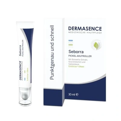 Abbildung von DERMASENCE Seborra Pickel Akutroller, 10 ml Anti Stift Entzündungsregulierendes Gel bei einzelnen Unreinheiten oder Mitessern selbstdesinfizierende Edelstahlukugel besonders hygienisch