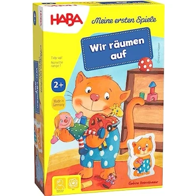 Abbildung von HABA Meine ersten Spiele: Wir räumen auf Lernspiel ab 2 Jahren Zuordnen von Gegenständen mit 3D Spielregal Für 1 bis 3 Spieler 1303469001