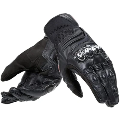 Abbildung von Dainese Carbon 4 Short Gloves, Kurze Motorradhandschuhe aus Leder, mit Knöchelprotektoren Carbon, Mann, Schwarz/Schwarz, XL