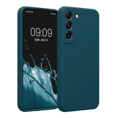 Abbildung von kwmobile Handyhülle kompatibel mit Samsung Galaxy S22 Hülle gummierte Handy Case aus Silikon in Petrol matt
