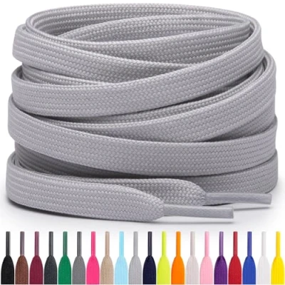 Abbildung von Miscly Flache Schnürsenkel, in verschiedenen Längen und Farben erhältlich (91 cm, Hellgrau)