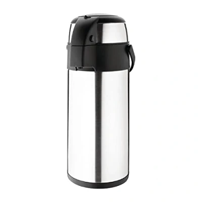 Abbildung von Olympia Pump Action Airpot Heißgetränkespender 5 Liter, Edelstahl, doppelwandig vakuumisoliert, Restaurant Frühstück Mittagessen Buffet und Heimgebrauch, Tee Kaffee Thermos DL164