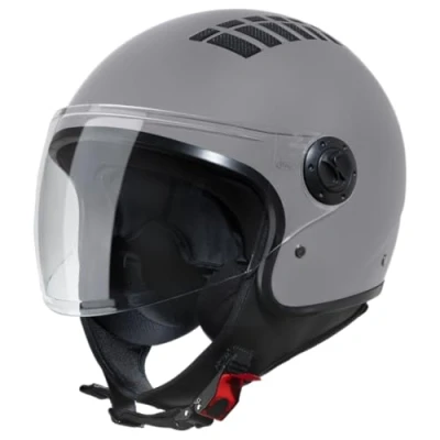 Abbildung von VINZ Como Jethelm mit Visier ECE 22.06 Zertifiziert Roller Helm Mopedhelm Ideal Für Motoroller &amp; Vespa Herren und Damen Komfortabler Motorradhelm XS XL Titanium