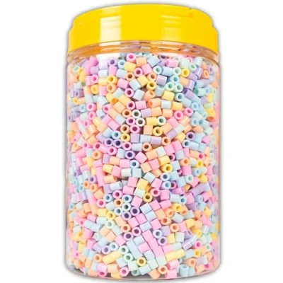 Abbildung von La Manuli Bügelperlen 5000 Stück im Dose, Midi Größe 5mm, inklusive 2 Pinzetten, Steckperlen, Nachfüllset Bastelperlen Mit jeder Marke Beads kompatibel