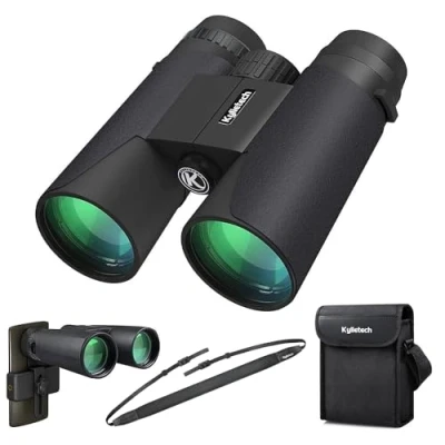 Abbildung von Kylietech Fernglas 12x42 HD Kompakte Ferngläser wasserdicht für Vogelbeobachtung, Jagd, Wandern, Sightseeing, FMC Linse Feldstecher inkl. Tragetasche, Tragegurt und Smartphone Adapter