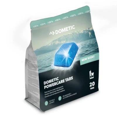 Abbildung von DOMETIC Power Care für Camping WCs &amp; Chemietoiletten Sanitär Zusatz zersetzt Fäkalien und verhindert unangenehme Gerüche Alternative zu Sanitärflüssigkeit (20 Tabs 20 Tankfüllungen)