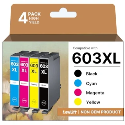 Abbildung von NewLift 603XL Druckerpatronen Kompatibel für Epson 603 Tintenpatronen Expression Home XP 4155 3100 2100 4150 4105 4100 3155 3150 3105 2155 Workforce(‎‎‎‎‎‎‎4er Pack)