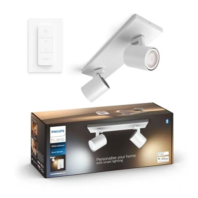 Abbildung von Philips Hue White Ambiance Runner Spot 2 flg. weiß, 2x5W GU10 inkl. Dimmschalter, dimmbar, alle Weißschattierungen, steuerbar via App, kompatibel mit Amazon Alexa (Echo, Echo Dot)